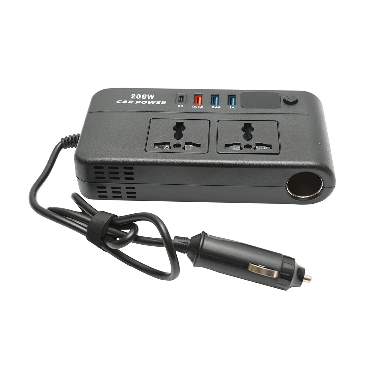 Invertor tensiune 12V-220V 200W, unda sinusoidala modificata, port USB, USB-C, iesire dubla AC